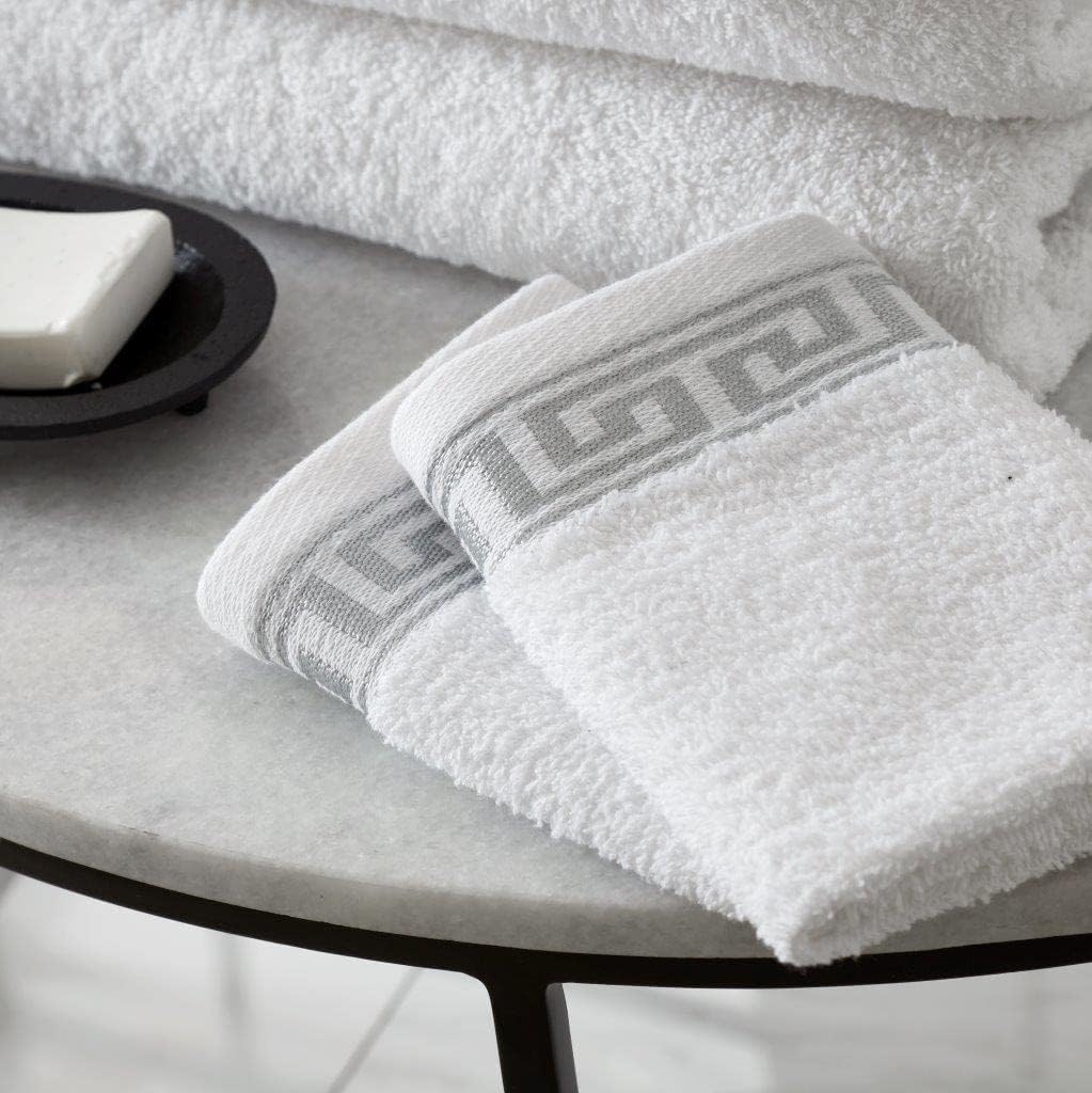 Greek Border Towel - White