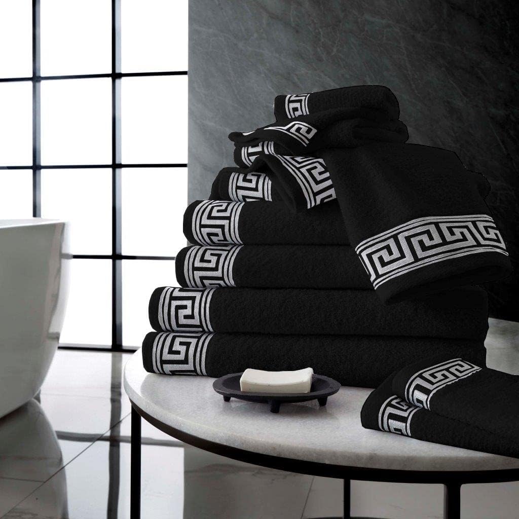 Greek Border Towel - Black