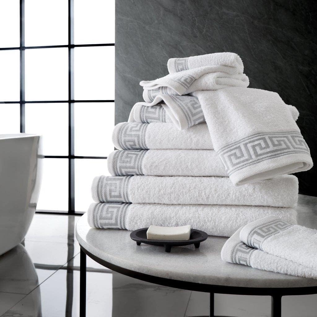 Greek Border Towel - White