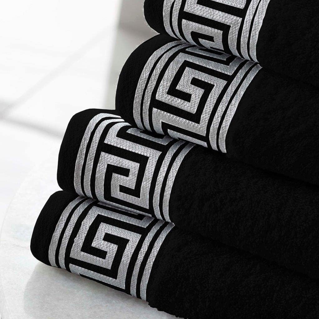 Greek Border Towel - Black