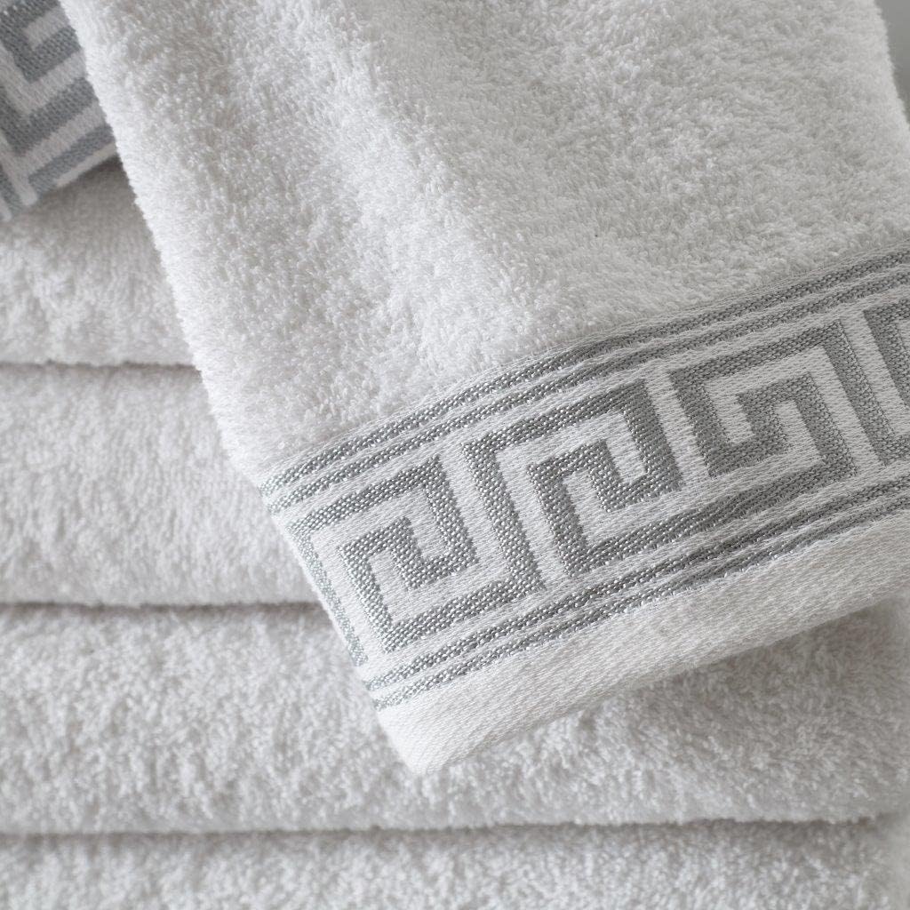 Greek Border Towel - White