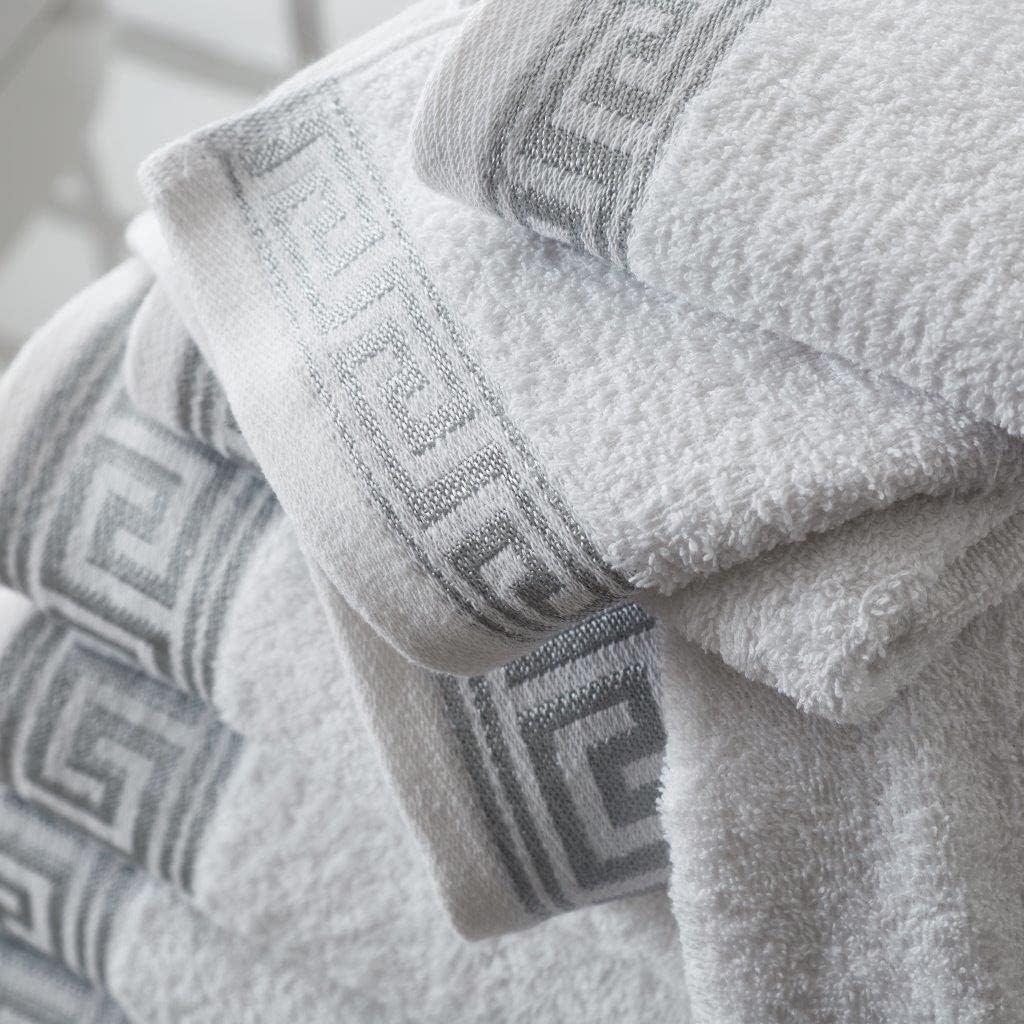 Greek Border Towel - White