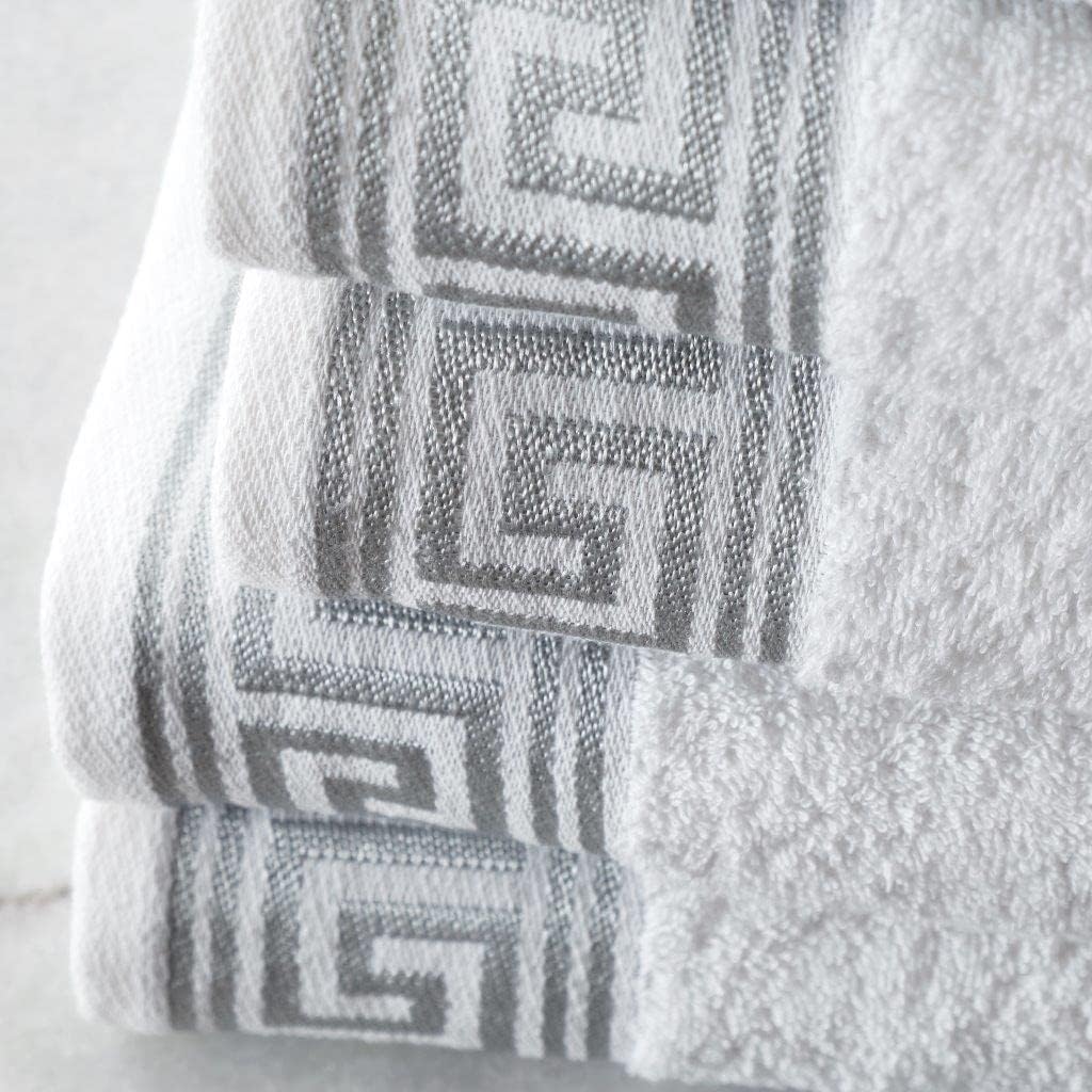 Greek Border Towel - White