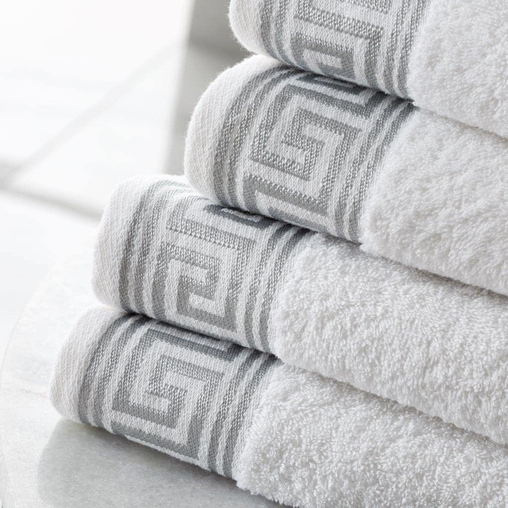 Greek Border Towel - White