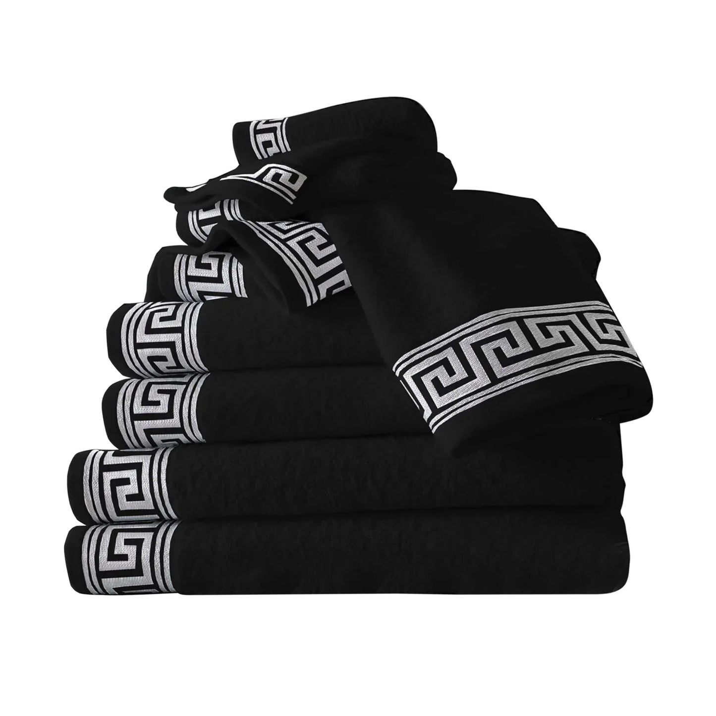 Greek Border Towel - Black