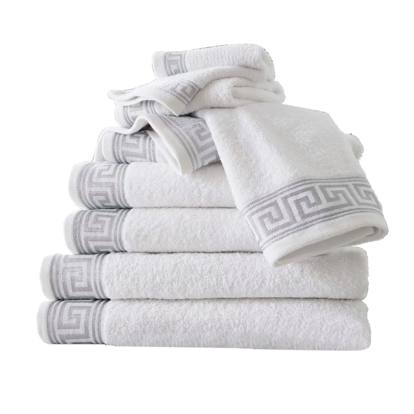 Greek Border Towel - White