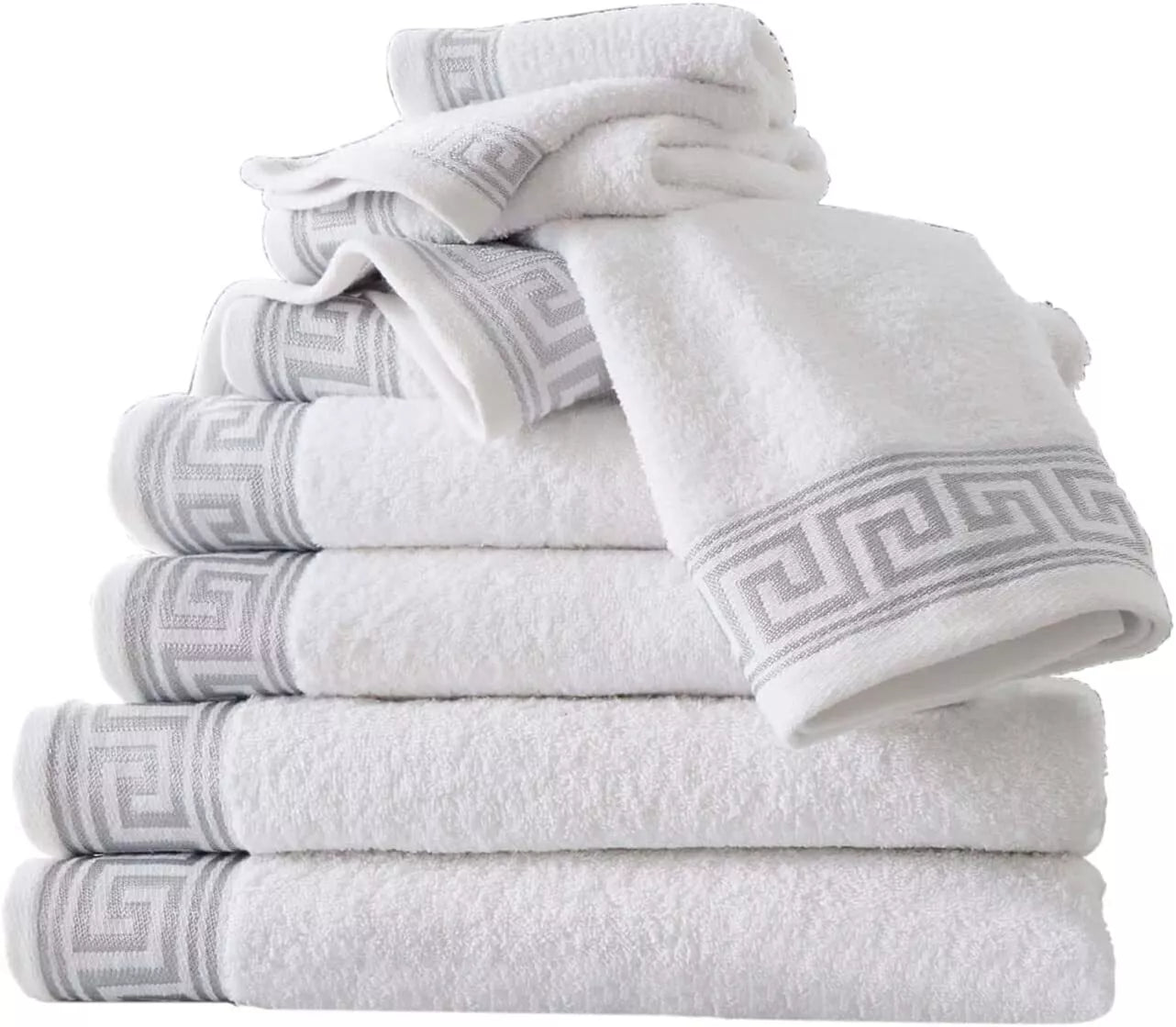 Greek Border Towel - White